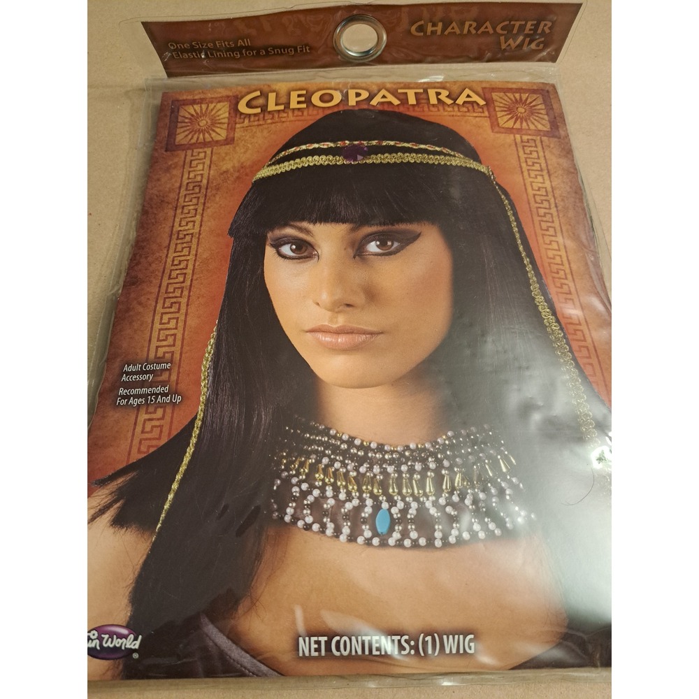 Fun World Cleopatra Character Wig Black Straight Egyptian Costume Accessory 9235